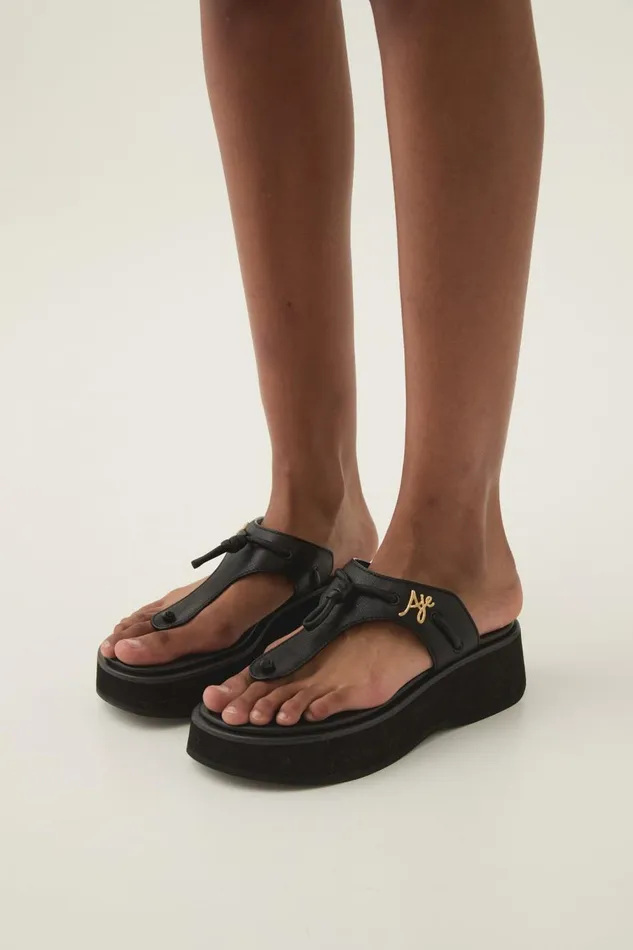 Aje Shoes Harlow Wedge Thong Black 8211 Women