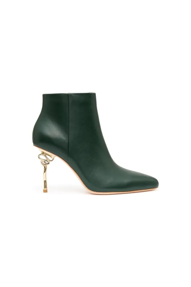 Aje Shoes Quinn Ribbon Heel Ankle Boot Forest Green 8211 Women