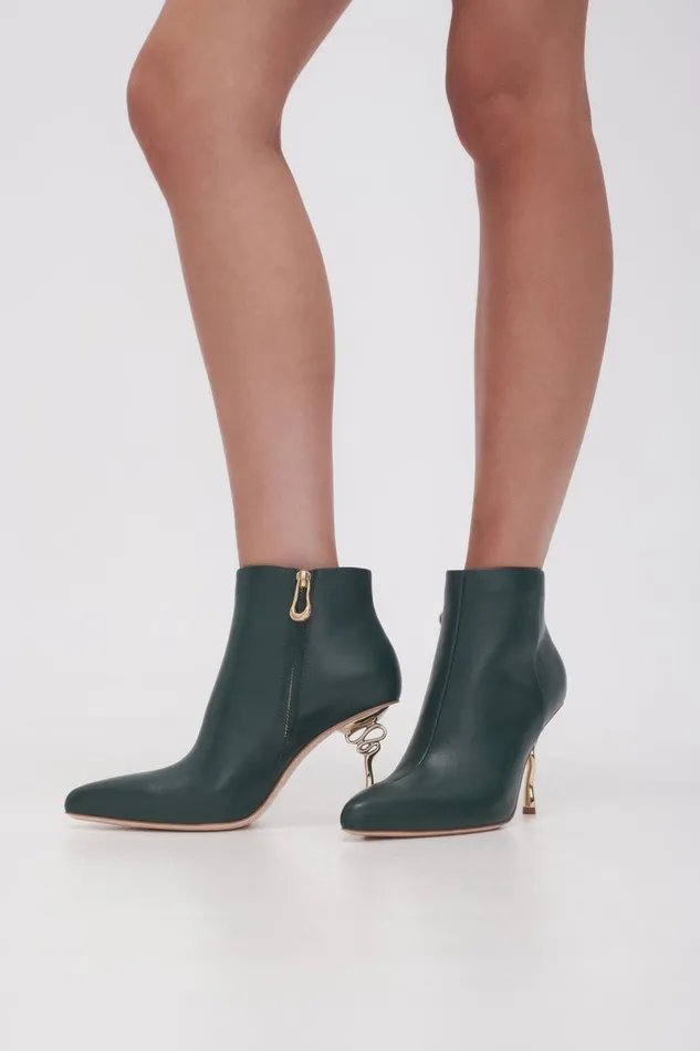 Aje Shoes Quinn Ribbon Heel Ankle Boot Forest Green 8211 Women