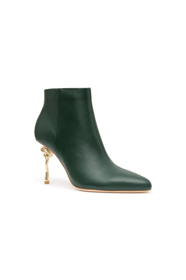 Aje Shoes Quinn Ribbon Heel Ankle Boot Forest Green 8211 Women