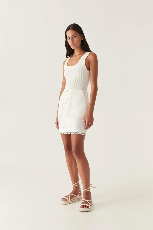 Aje Skirts Reva Wave Trim Skirt Ivory 8211 Women
