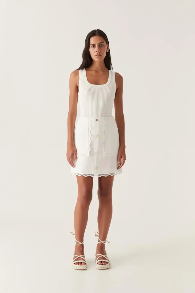 Aje Skirts Reva Wave Trim Skirt Ivory 8211 Women