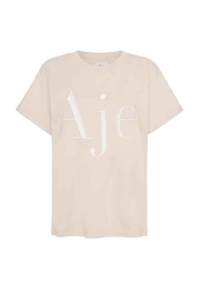 Aje Tees Alice Embroidered Logo Tee Stonewhite 8211 Women Aje Tees Alice Embroidered Logo Tee Stonewhite 8211 Women