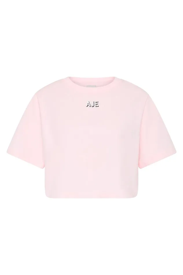 Aje Tees Beam Embroidered Logo Tee Pastel Pink 8211 Women
