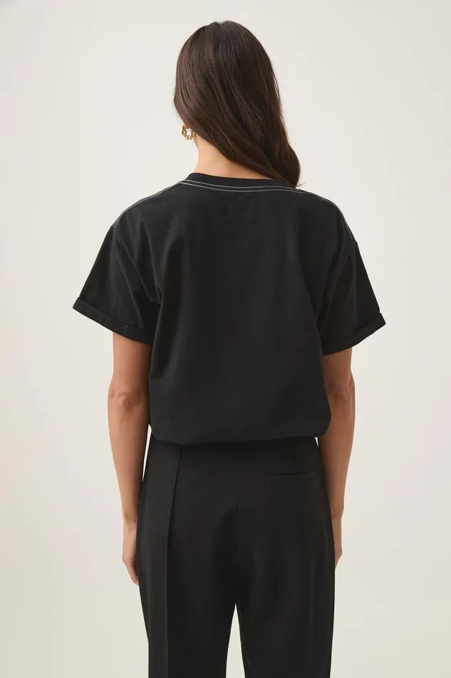 Aje Tees Glint Embellished Logo Tee Black Gunmetal Logo 8211 Women