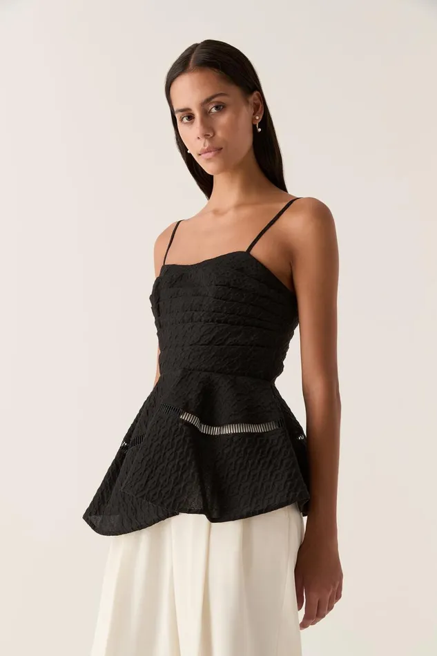 Aje Tops Cinque Jacquard Top Black 8211 Women Aje Tops Cinque Jacquard Top Black 8211 Women