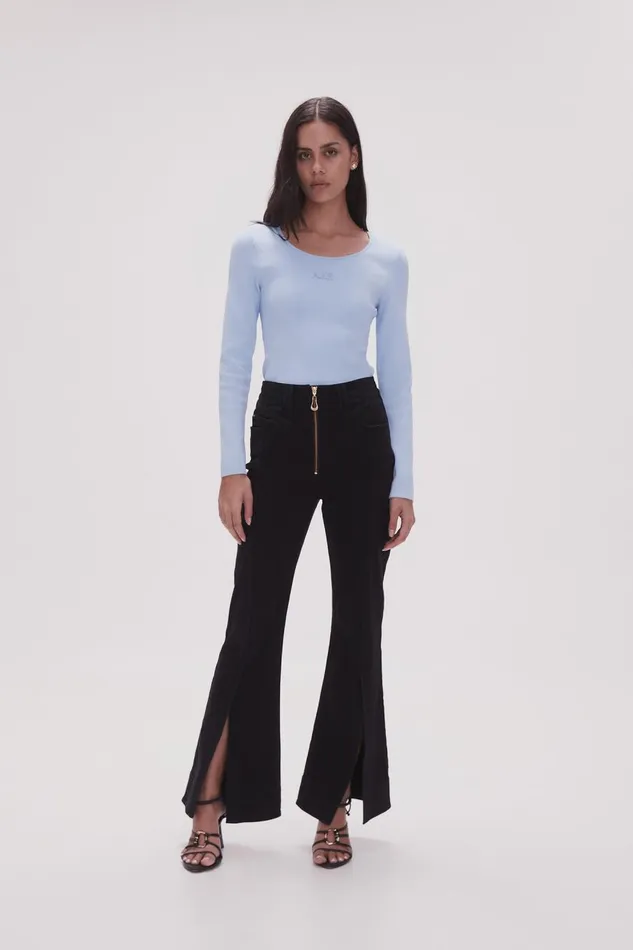Aje Tops Clementine Knit Top Light Sky Blue 8211 Women Aje Tops Clementine Knit Top Light Sky Blue 8211 Women