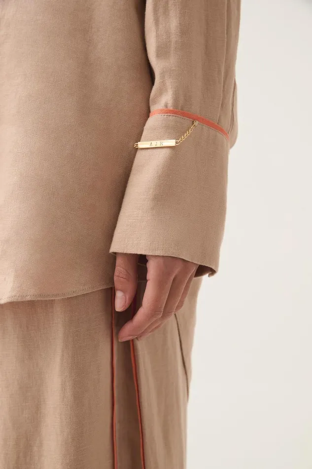 Aje Tops Drawn Washed Linen Shirt Warm Taupe 8211 Women Aje Tops Drawn Washed Linen Shirt Warm Taupe 8211 Women