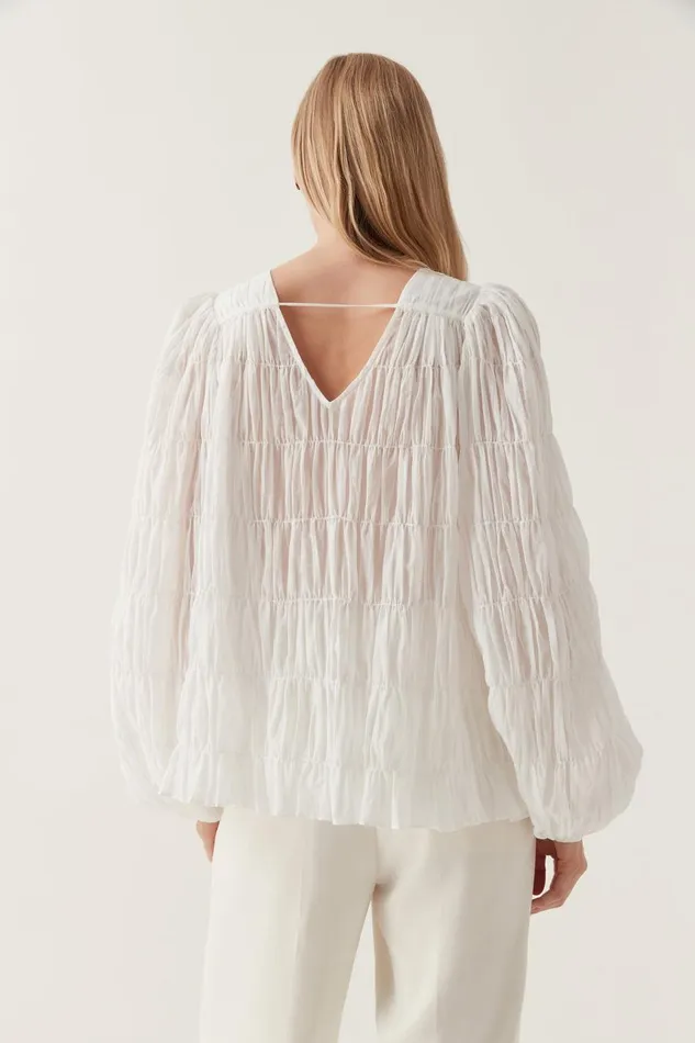 Aje Tops Evelina Ruched Blouse Ivory 8211 Women Aje Tops Evelina Ruched Blouse Ivory 8211 Women