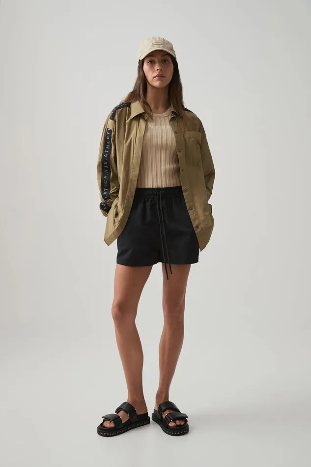 Aje Tops Logo Tape Spray Shirt 427 Soft Khaki 8211 Women