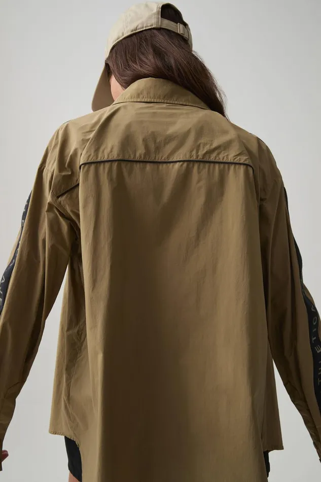 Aje Tops Logo Tape Spray Shirt 427 Soft Khaki 8211 Women Aje Tops Logo Tape Spray Shirt 427 Soft Khaki 8211 Women