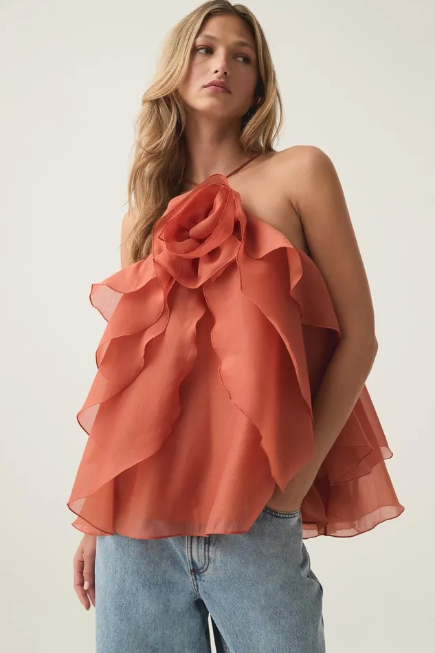 Aje Tops Pandorea Layered Top Coral Clay 8211 Women Aje Tops Pandorea Layered Top Coral Clay 8211 Women