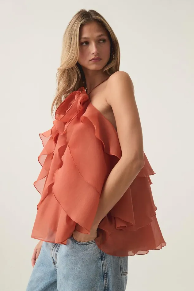 Aje Tops Pandorea Layered Top Coral Clay 8211 Women Aje Tops Pandorea Layered Top Coral Clay 8211 Women