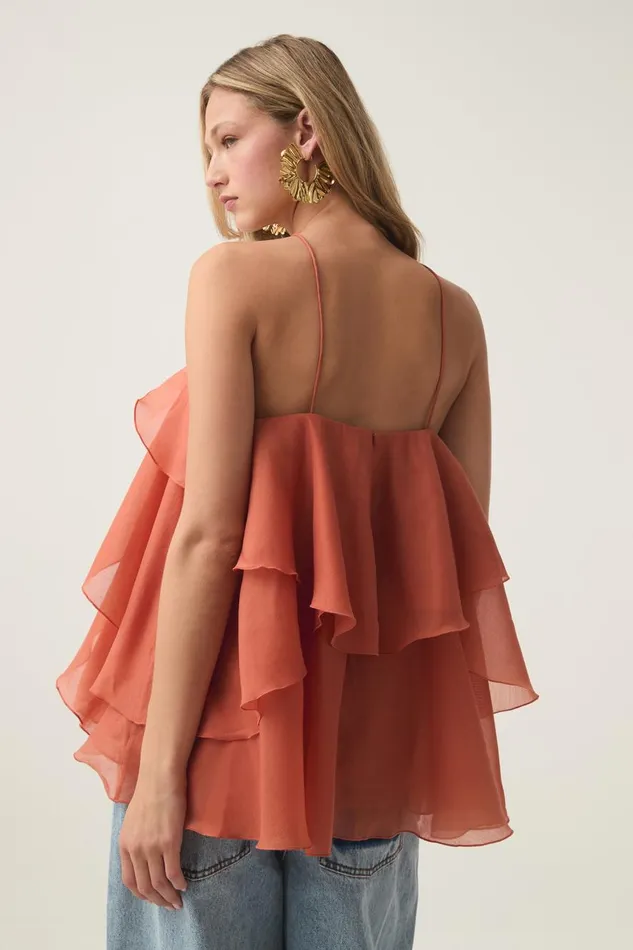 Aje Tops Pandorea Layered Top Coral Clay 8211 Women Aje Tops Pandorea Layered Top Coral Clay 8211 Women