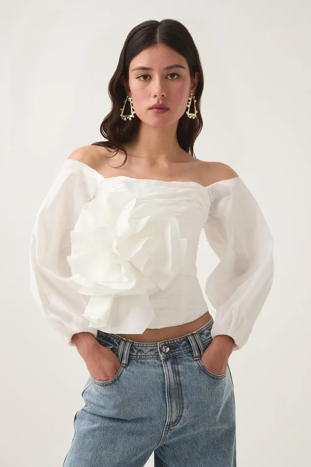 Aje Tops Parallels Spiral Top Ivory 8211 Women Aje Tops Parallels Spiral Top Ivory 8211 Women
