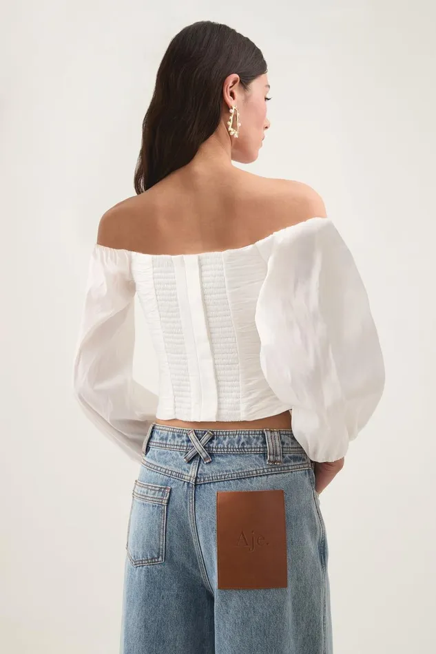 Aje Tops Parallels Spiral Top Ivory 8211 Women Aje Tops Parallels Spiral Top Ivory 8211 Women