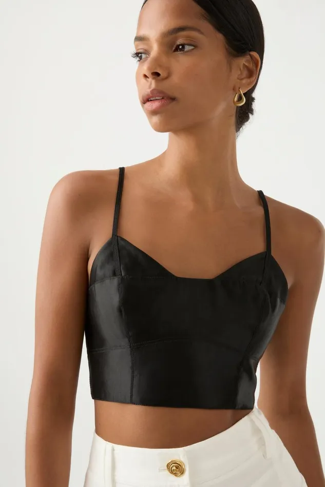 Aje Tops Rowena Panelled Bralette Black 8211 Women Aje Tops Rowena Panelled Bralette Black 8211 Women