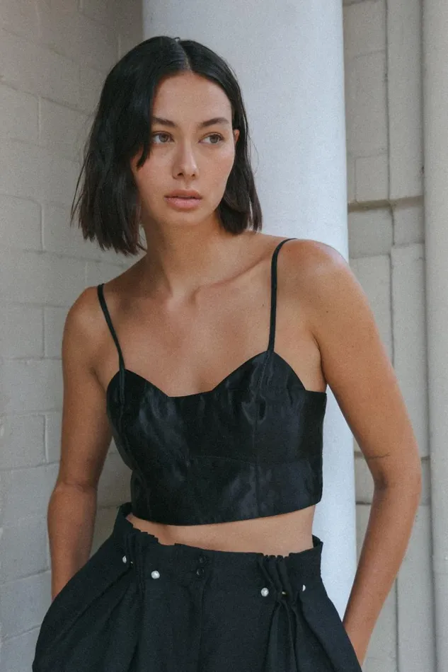 Aje Tops Rowena Panelled Bralette Black 8211 Women Aje Tops Rowena Panelled Bralette Black 8211 Women