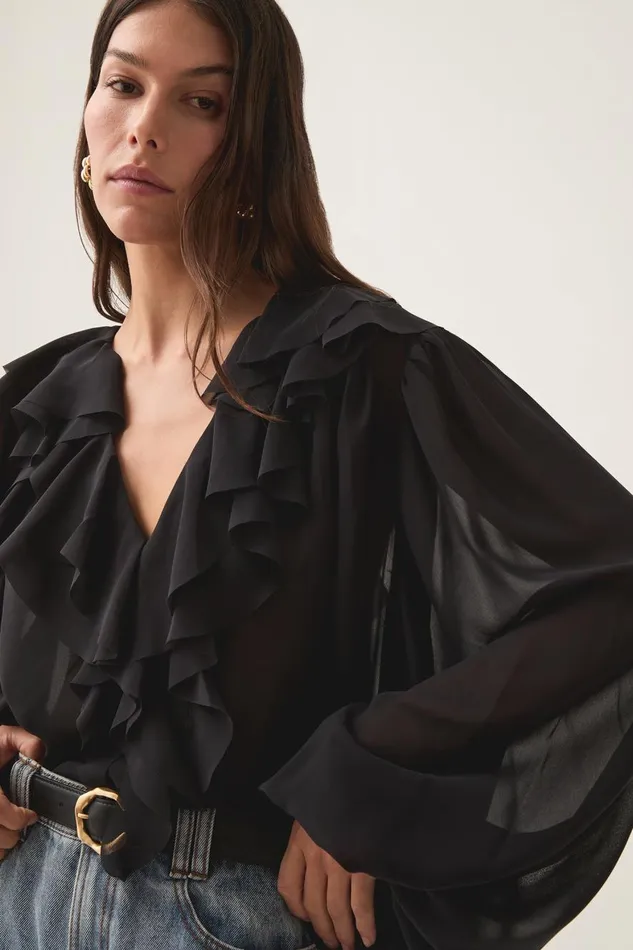 Aje Tops Tabitha Pom Pom Blouse Black 8211 Women Aje Tops Tabitha Pom Pom Blouse Black 8211 Women