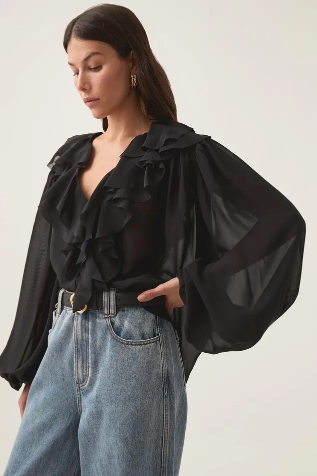 Aje Tops Tabitha Pom Pom Blouse Black 8211 Women Aje Tops Tabitha Pom Pom Blouse Black 8211 Women