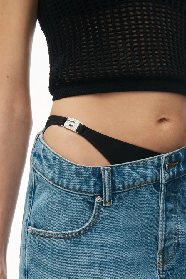 Alexander Wang Denim Women Asymmetric Bikini Layer Mini Skirt In Denim