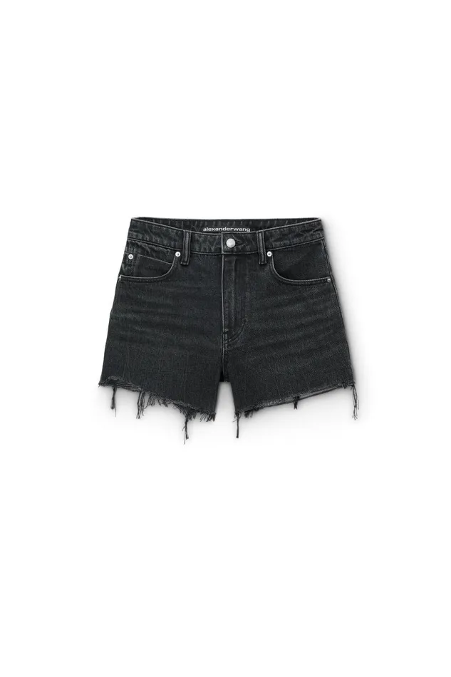Alexander Wang Denim Women Bite High Rise Denim Short With Logo Pocket