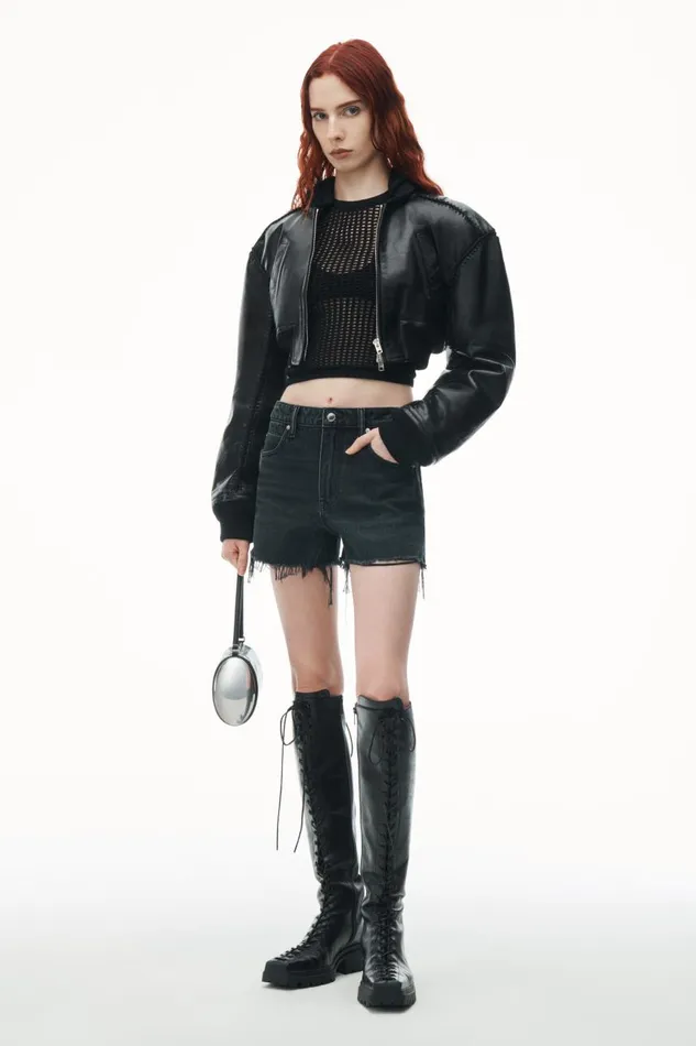 Alexander Wang Denim Women Bite High Rise Denim Short With Logo Pocket
