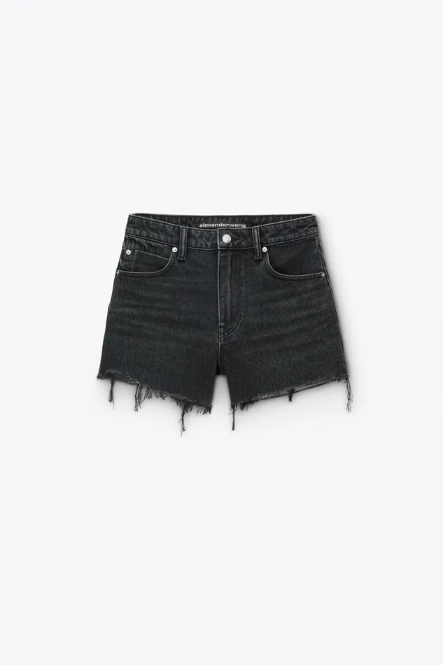 Alexander Wang Denim Women Bite High Rise Denim Short With Logo Pocket