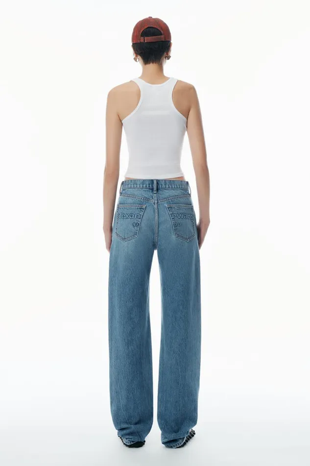 Alexander Wang Denim Women Ez Mid Rise Jeans With Logo Pocket