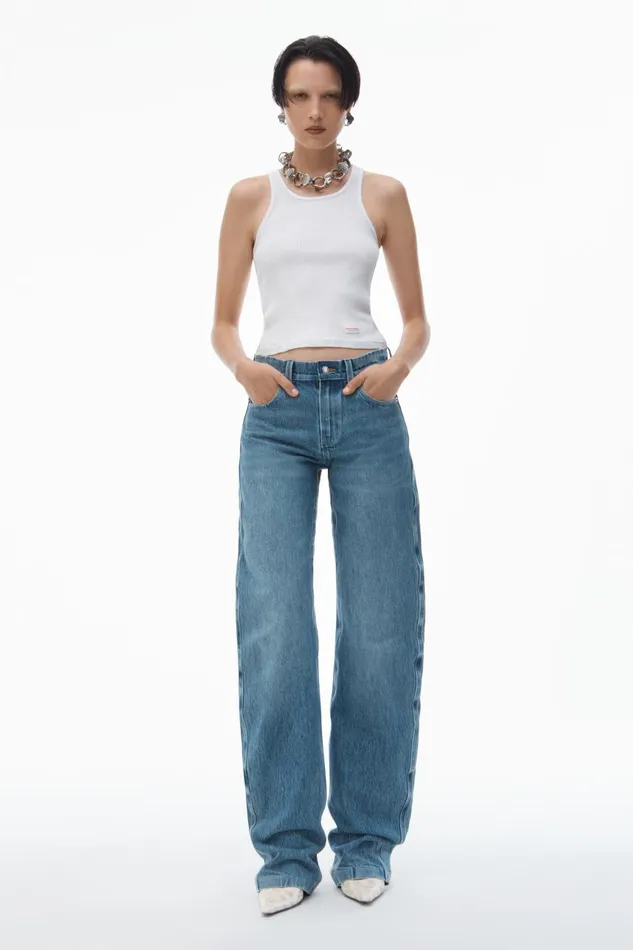 Alexander Wang Denim Women LowRise Gusset Jeans In Medium Indigo Wash