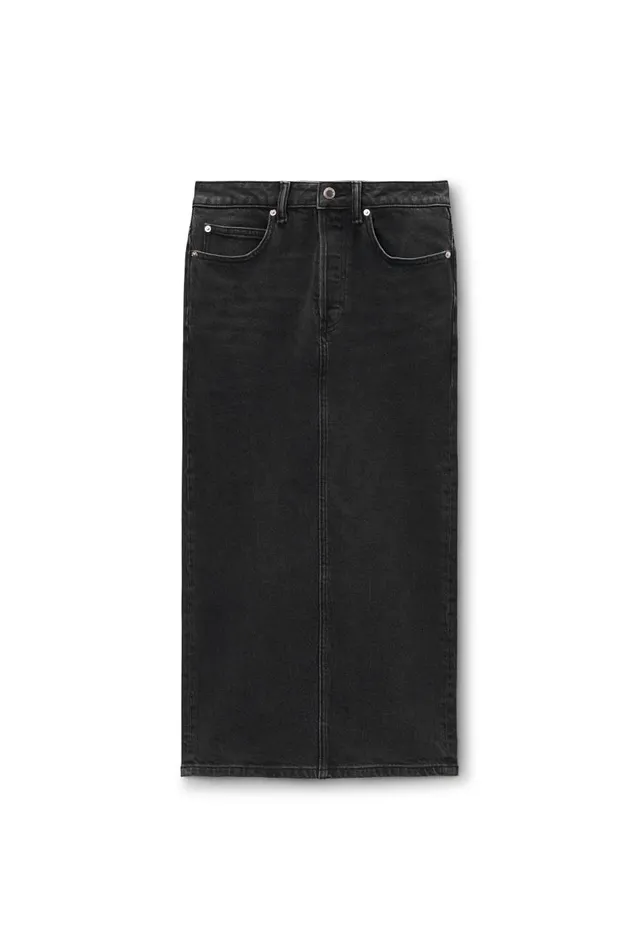 Alexander Wang Denim Women Midi Pencil Skirt In Comfort Stretch Denim