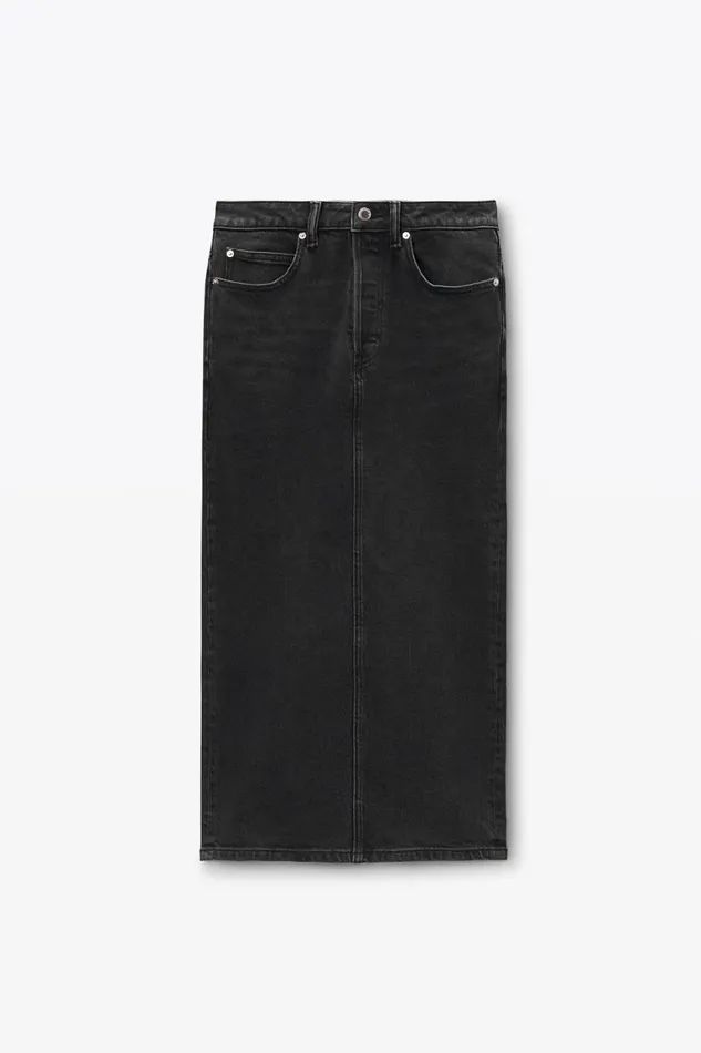 Alexander Wang Denim Women Midi Pencil Skirt In Comfort Stretch Denim