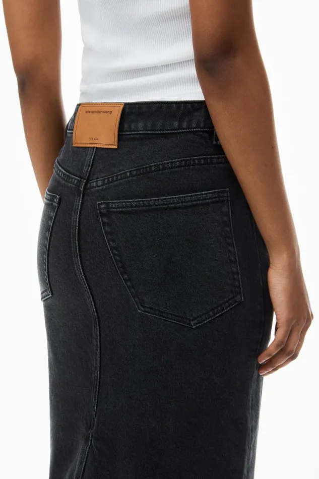 Alexander Wang Denim Women Midi Pencil Skirt In Comfort Stretch Denim