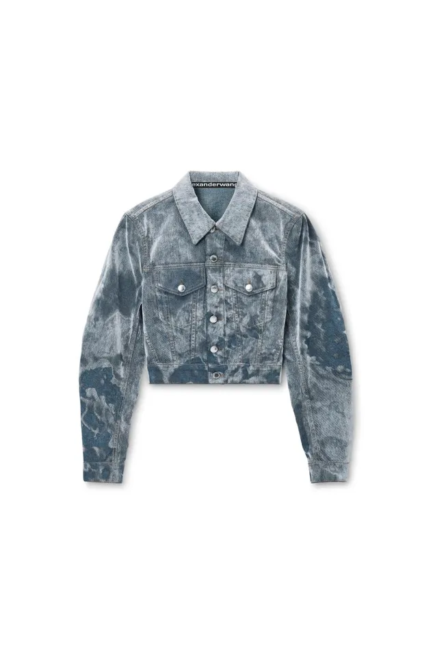 Alexander Wang Denim Women Slim Trucker Jacket In Flocked Denim