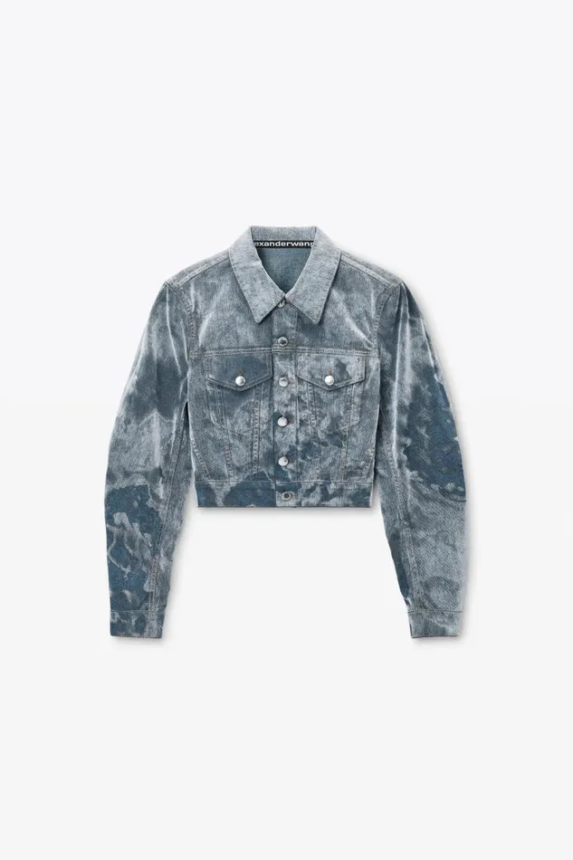 Alexander Wang Denim Women Slim Trucker Jacket In Flocked Denim