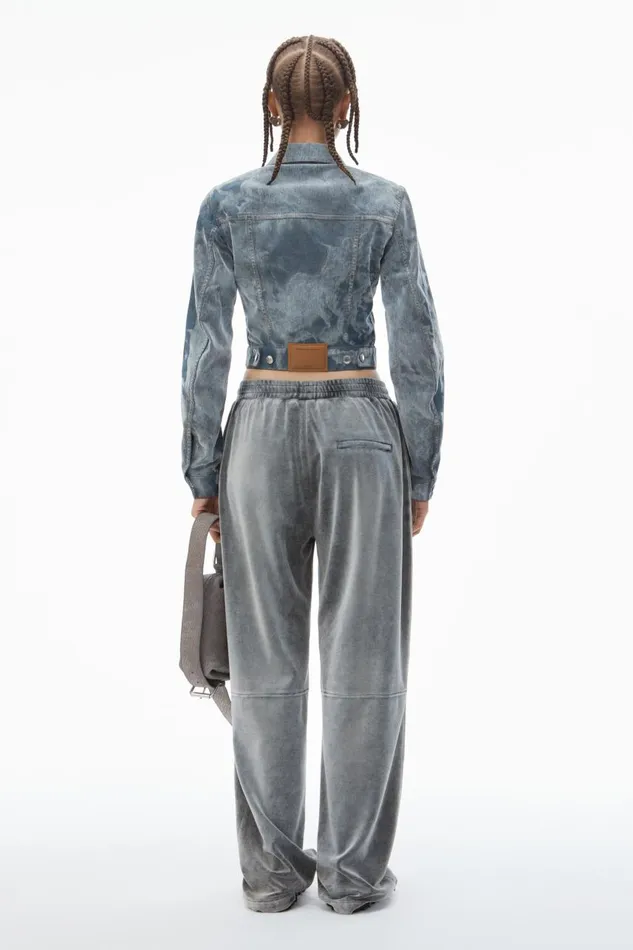 Alexander Wang Denim Women Slim Trucker Jacket In Flocked Denim