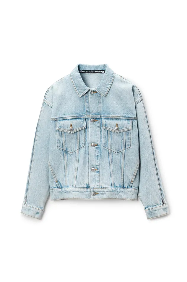 Alexander Wang Denim Women Zipped Sleeve Trucker Jacket In Denim
