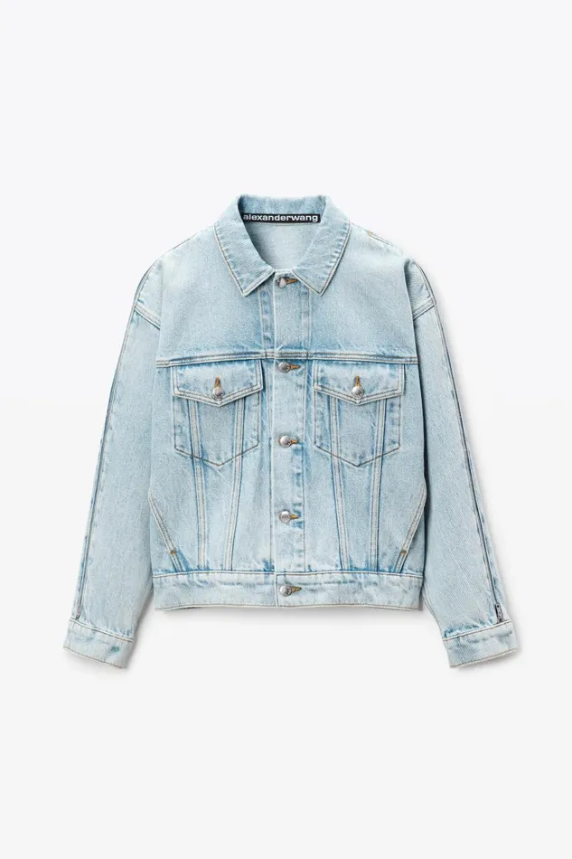 Alexander Wang Denim Women Zipped Sleeve Trucker Jacket In Denim