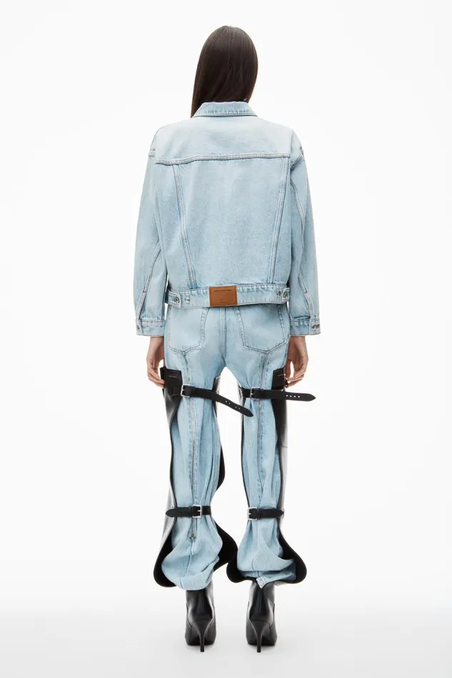 Alexander Wang Denim Women Zipped Sleeve Trucker Jacket In Denim