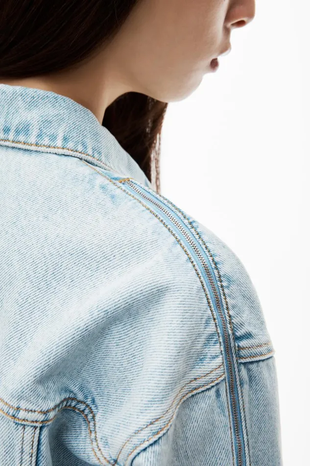 Alexander Wang Denim Women Zipped Sleeve Trucker Jacket In Denim