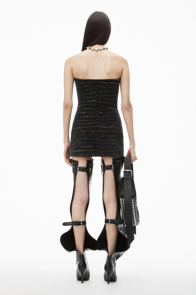 Alexander Wang Dresses Women Crocodile Jacquard Velour Bandeau Minidress