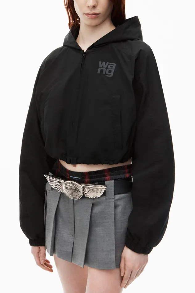 Alexander Wang Jackets Women Logo Cropped Bomber Jacket
