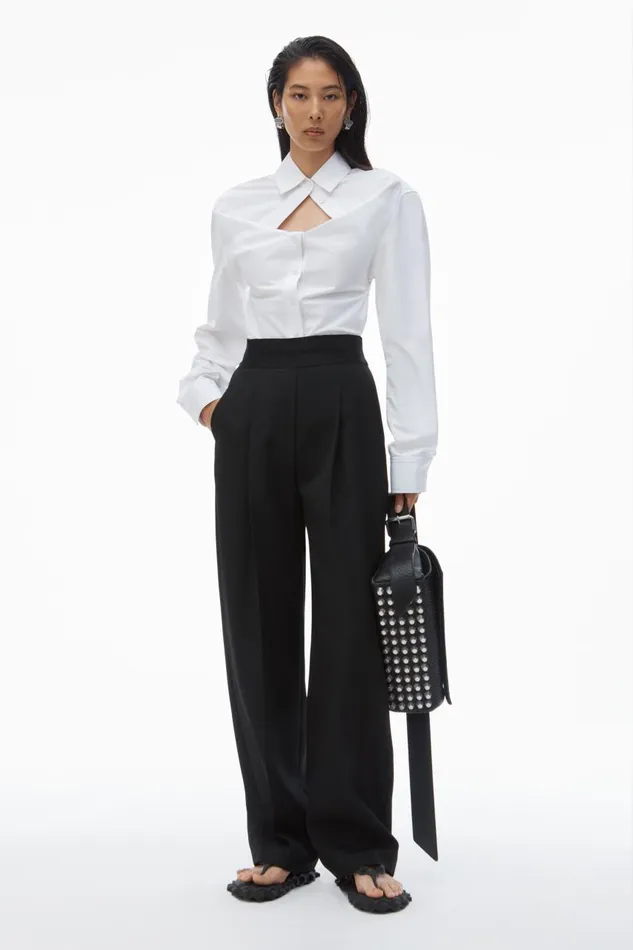 Alexander Wang Pants Women High Waisted Trouser With Logo Waistband