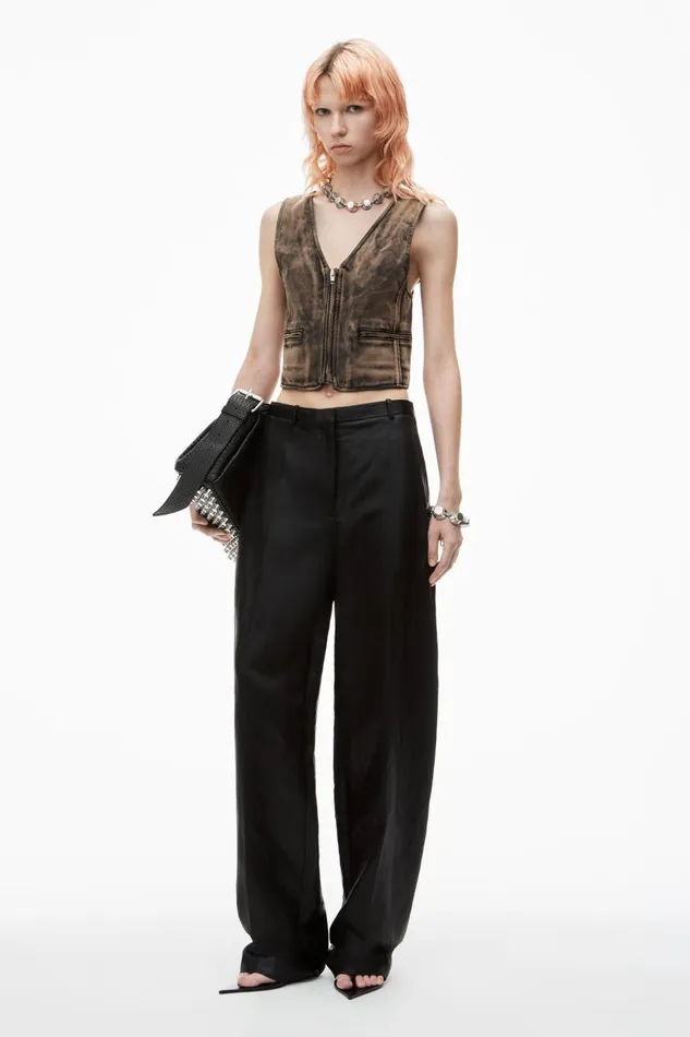 Alexander Wang Pants Women Slit Back Balloon Trouser In Linen Chintz
