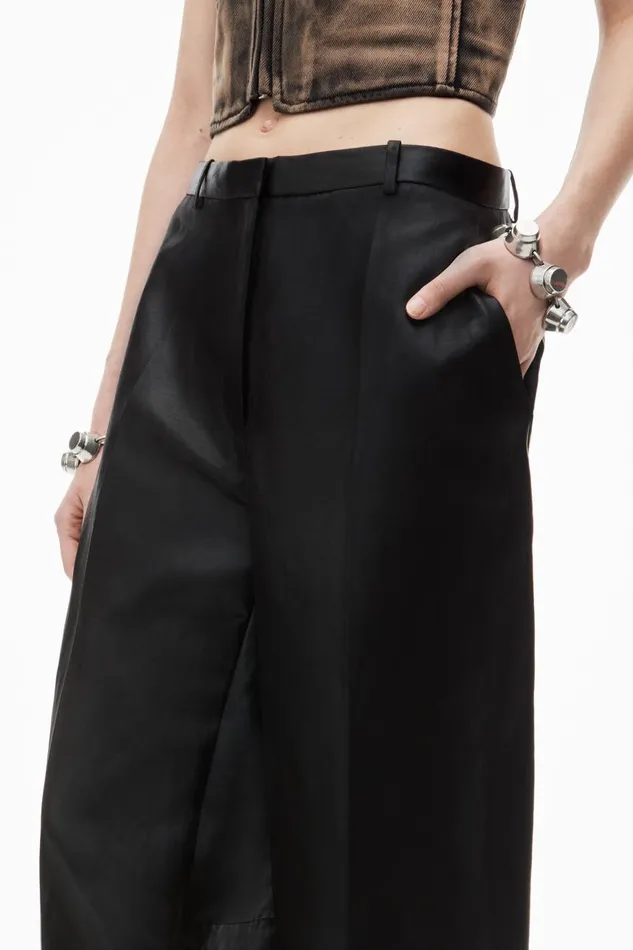 Alexander Wang Pants Women Slit Back Balloon Trouser In Linen Chintz