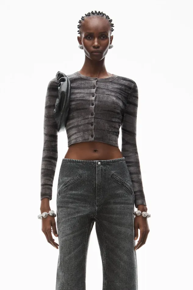 Alexander Wang Sweaters Women Digital AnimalPrint Crewneck Cardigan In Chenille