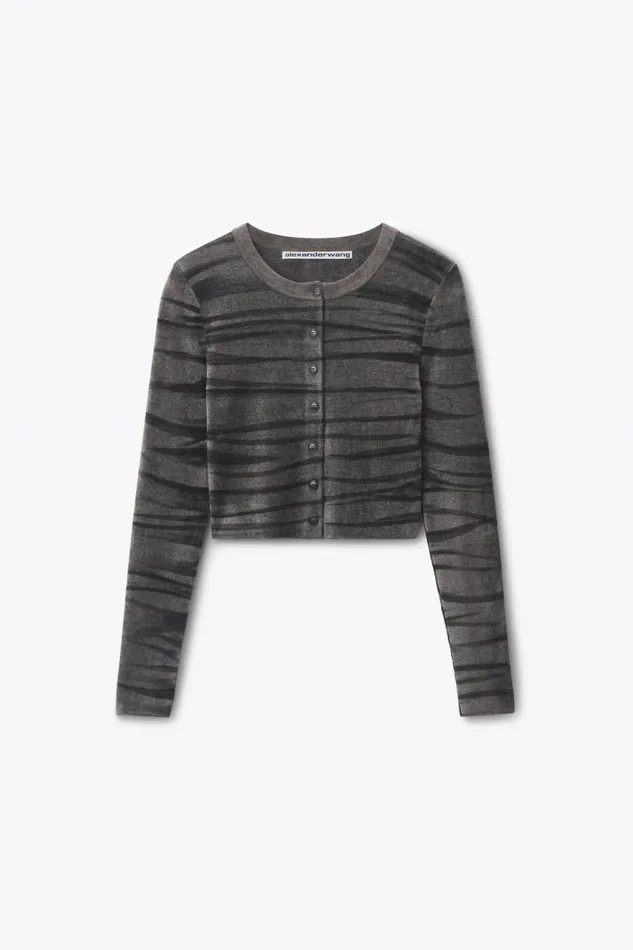 Alexander Wang Sweaters Women Digital AnimalPrint Crewneck Cardigan In Chenille