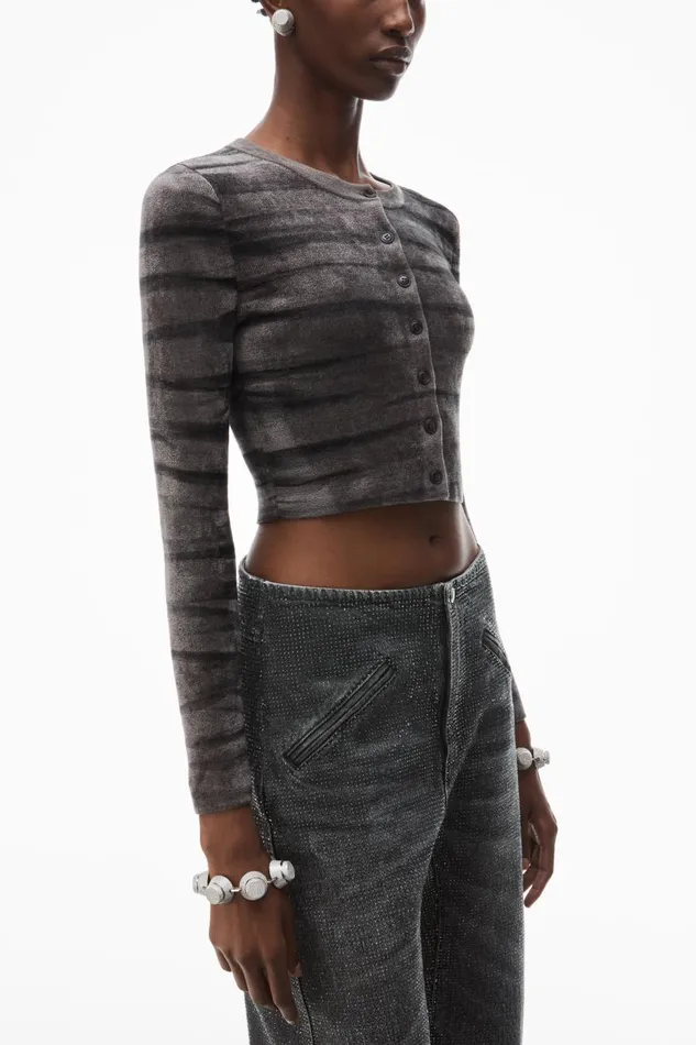 Alexander Wang Sweaters Women Digital AnimalPrint Crewneck Cardigan In Chenille