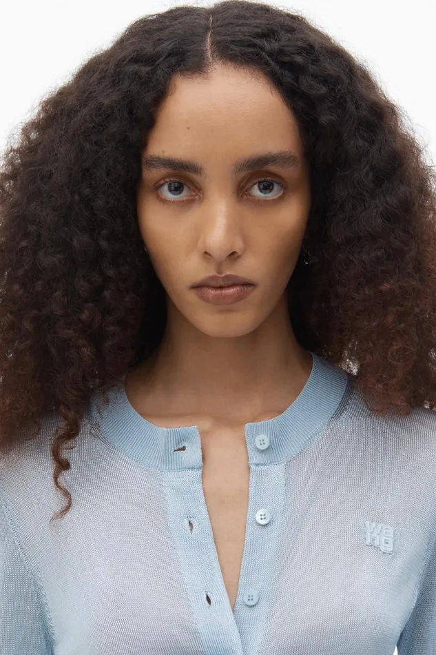 Alexander Wang Sweaters Women LogoEmbroidered Cropped Cardigan In Viscose