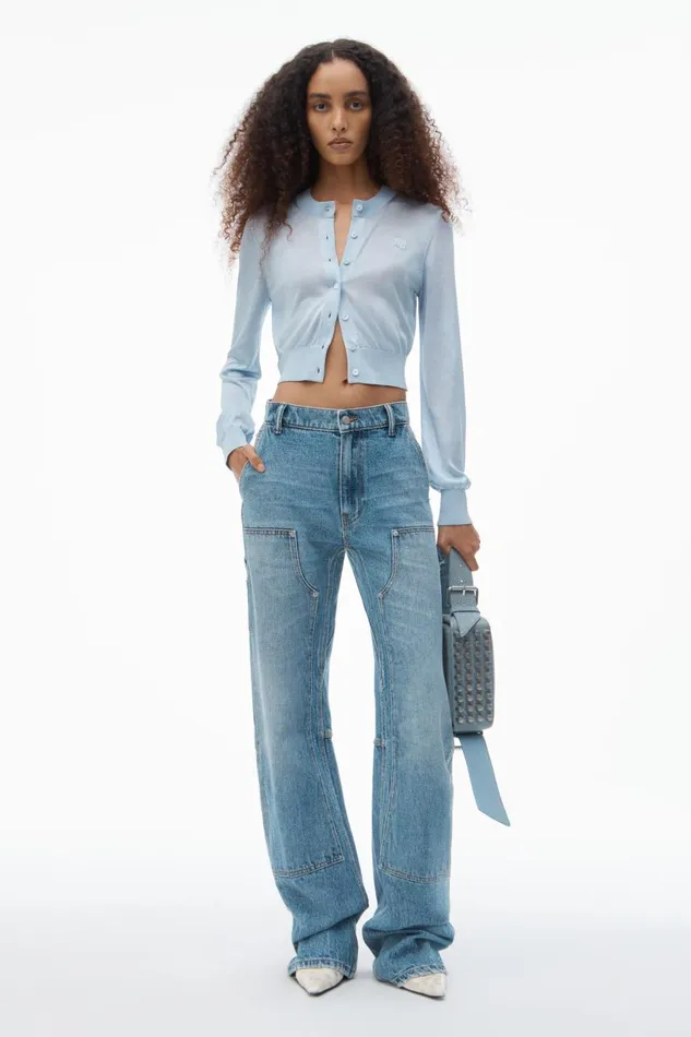Alexander Wang Sweaters Women LogoEmbroidered Cropped Cardigan In Viscose